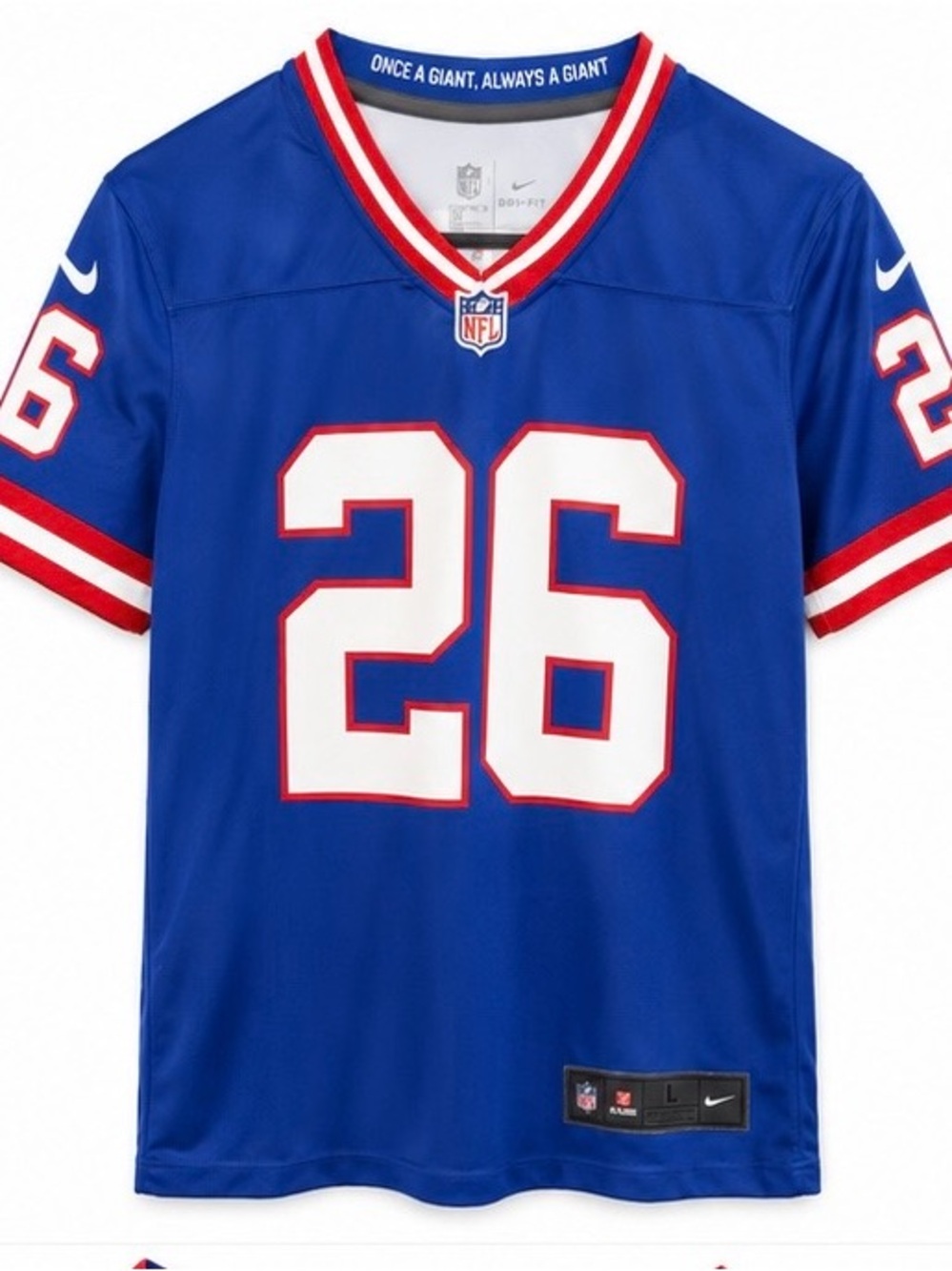 Nike Womens’s Giants #26 Football Jersey with White and Red Trim